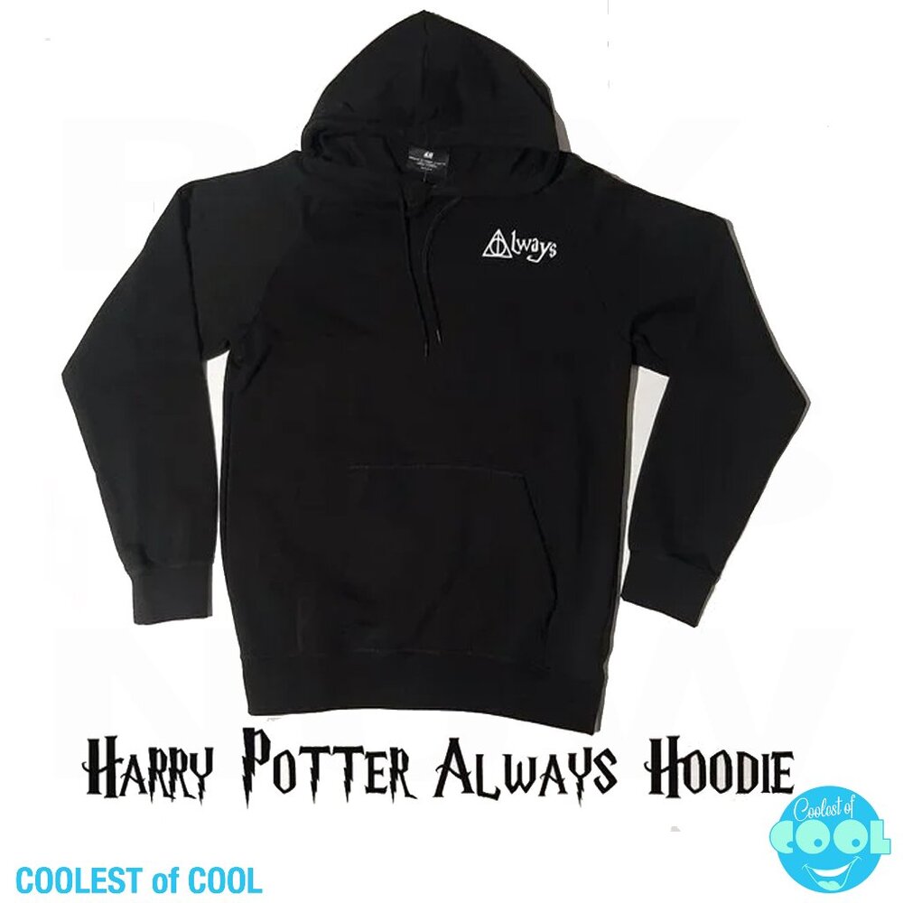 Harry Potter Always pullover Hoodie Black Mens unisex size medium by H&M NWT